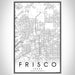 Frisco Texas Map Print Portrait Orientation in Classic Style With Shaded Background