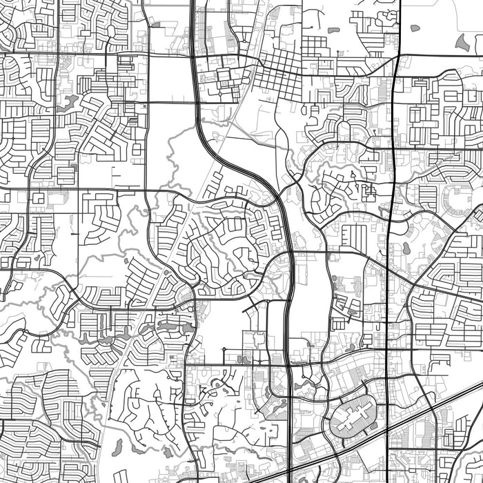 Frisco Texas Map Print in Classic Style Zoomed In Close Up Showing Details