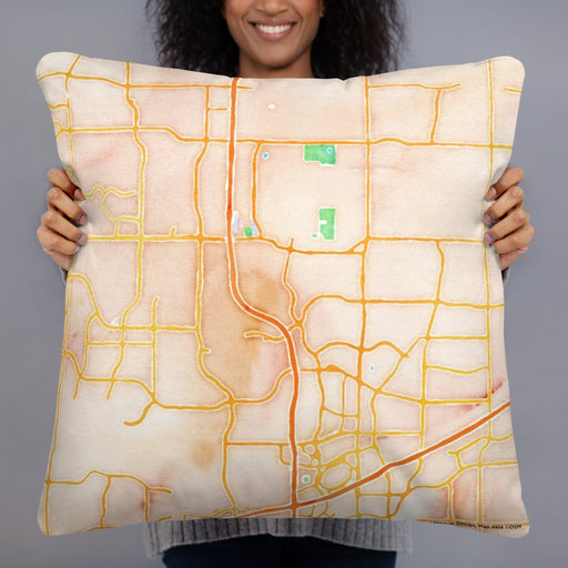 Person holding 22x22 Custom Frisco Texas Map Throw Pillow in Watercolor