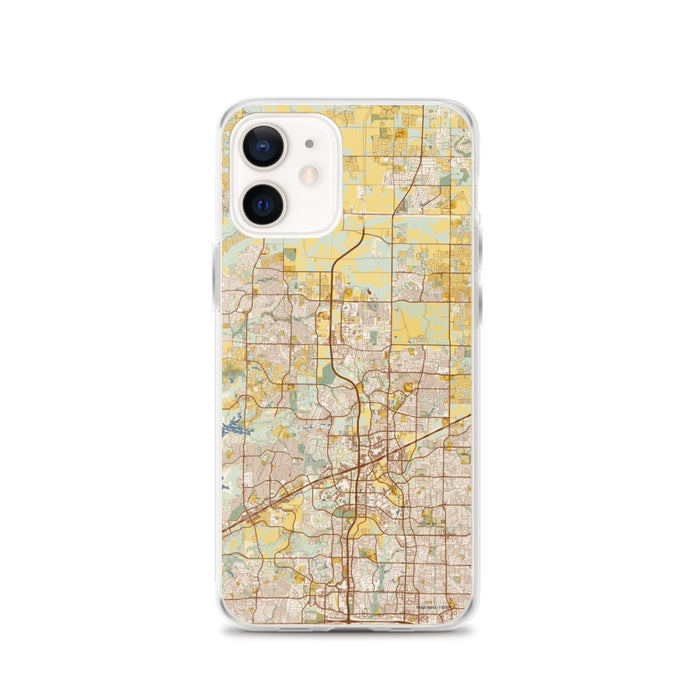 Custom Frisco Texas Map iPhone 12 Phone Case in Woodblock