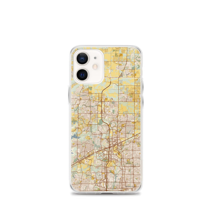 Custom Frisco Texas Map iPhone 12 mini Phone Case in Woodblock