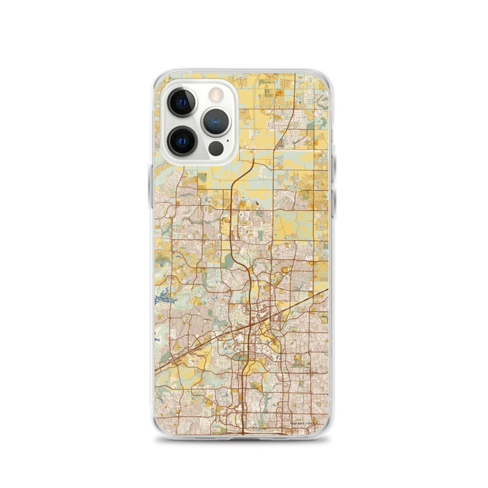 Custom Frisco Texas Map iPhone 12 Pro Phone Case in Woodblock