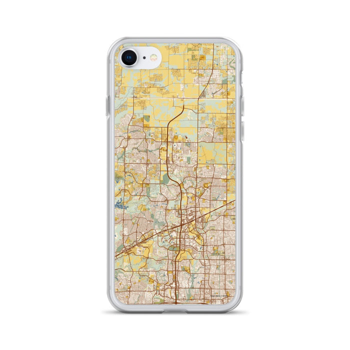 Custom Frisco Texas Map iPhone SE Phone Case in Woodblock