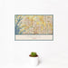 12x18 Frisco Texas Map Print Landscape Orientation in Woodblock Style With Small Cactus Plant in White Planter