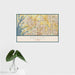16x24 Frisco Texas Map Print Landscape Orientation in Woodblock Style With Tropical Plant Leaves in Water