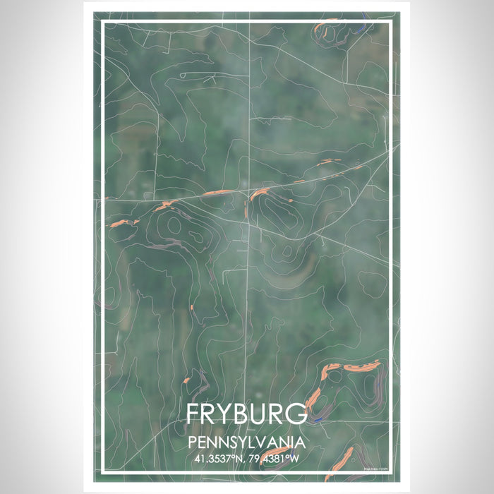 Fryburg Pennsylvania Map Print Portrait Orientation in Afternoon Style With Shaded Background