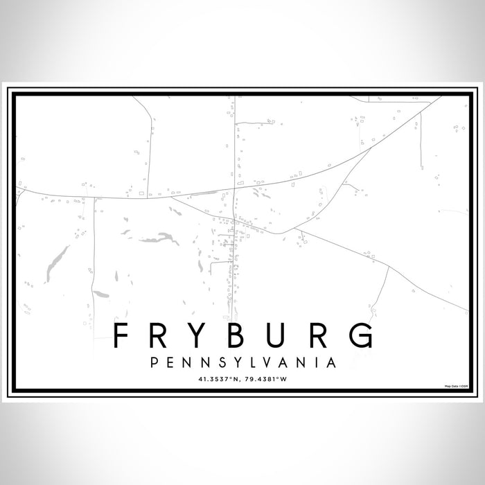 Fryburg Pennsylvania Map Print Landscape Orientation in Classic Style With Shaded Background
