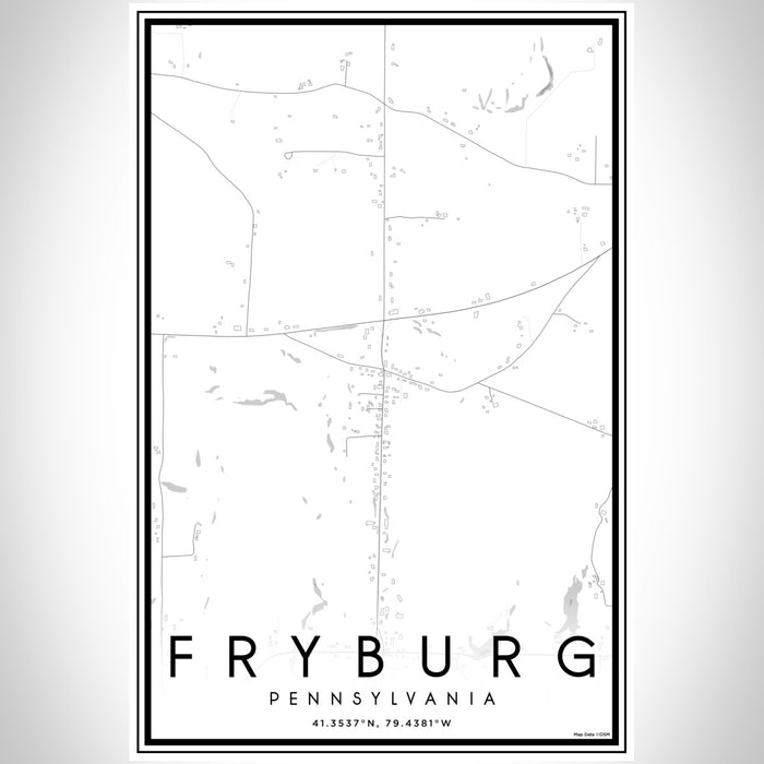 Fryburg Pennsylvania Map Print Portrait Orientation in Classic Style With Shaded Background