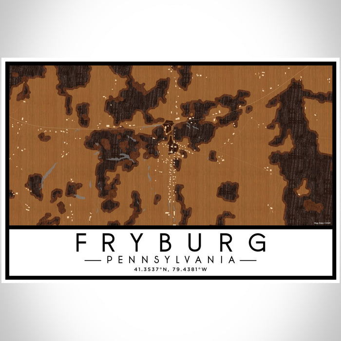 Fryburg Pennsylvania Map Print Landscape Orientation in Ember Style With Shaded Background