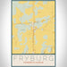 Fryburg Pennsylvania Map Print Portrait Orientation in Woodblock Style With Shaded Background