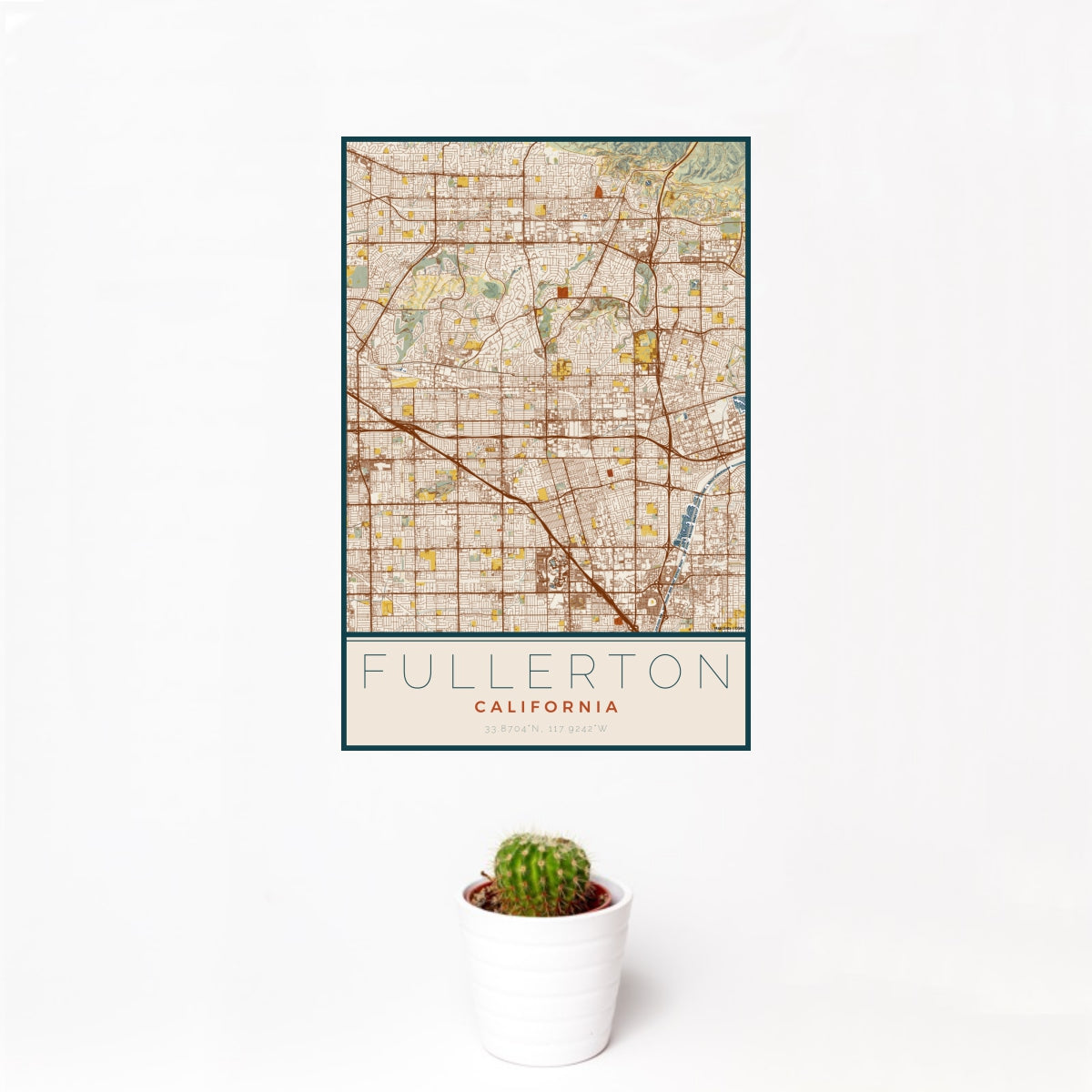 Fullerton - California Map Print in Woodblock — JACE Maps