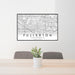 24x36 Fullerton California Map Print Lanscape Orientation in Classic Style Behind 2 Chairs Table and Potted Plant