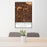 24x36 Fullerton California Map Print Portrait Orientation in Ember Style Behind 2 Chairs Table and Potted Plant