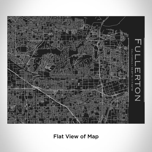 Rendered View of Fullerton California Map Engraving on 20oz Stainless Steel Insulated Bottle with Bamboo Top in Black