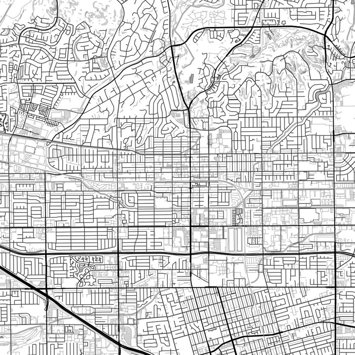 Fullerton California Map Print in Classic Style Zoomed In Close Up Showing Details