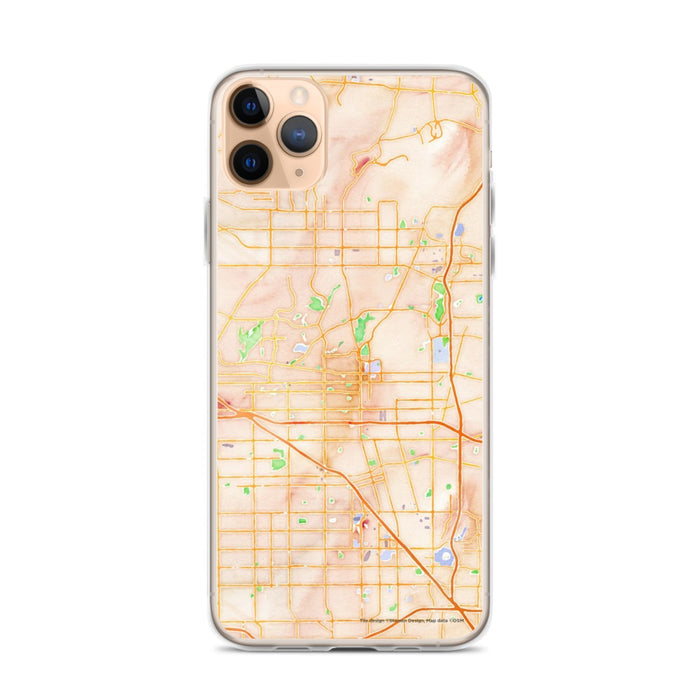 Custom iPhone 11 Pro Max Fullerton California Map Phone Case in Watercolor