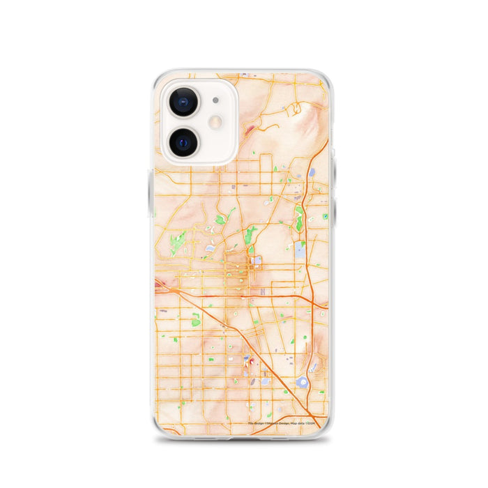 Custom iPhone 12 Fullerton California Map Phone Case in Watercolor