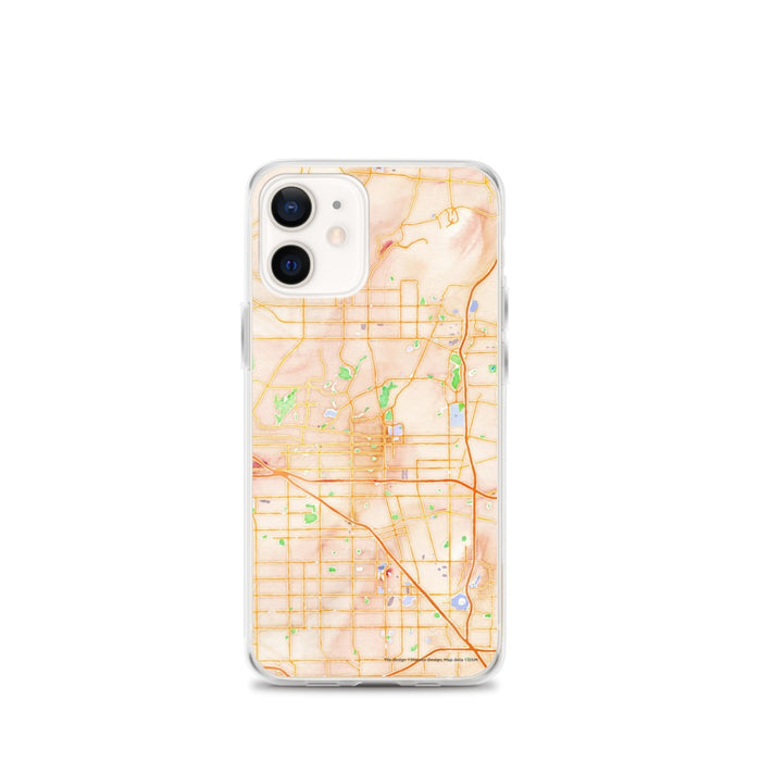 Custom iPhone 12 mini Fullerton California Map Phone Case in Watercolor