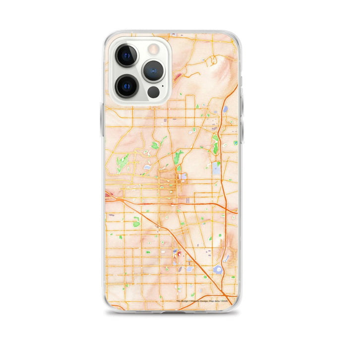 Custom iPhone 12 Pro Max Fullerton California Map Phone Case in Watercolor