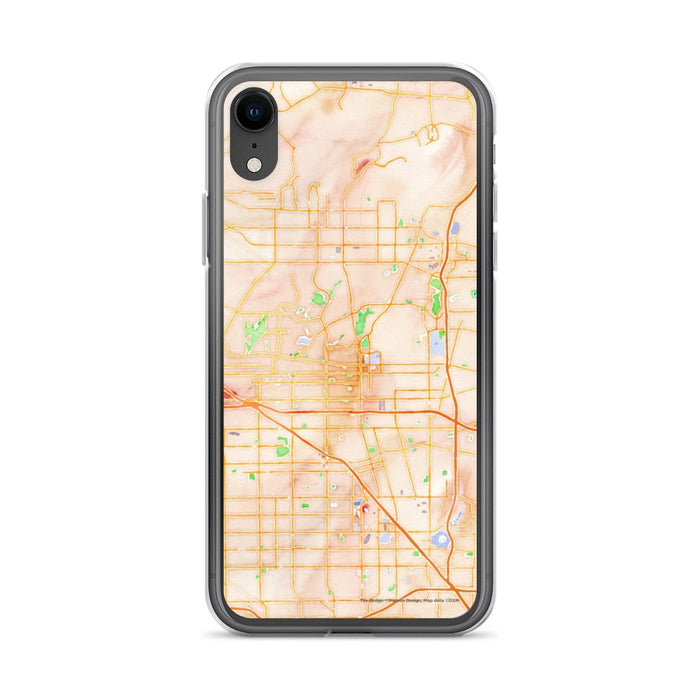 Custom iPhone XR Fullerton California Map Phone Case in Watercolor