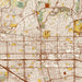 Fullerton California Map Print in Woodblock Style Zoomed In Close Up Showing Details