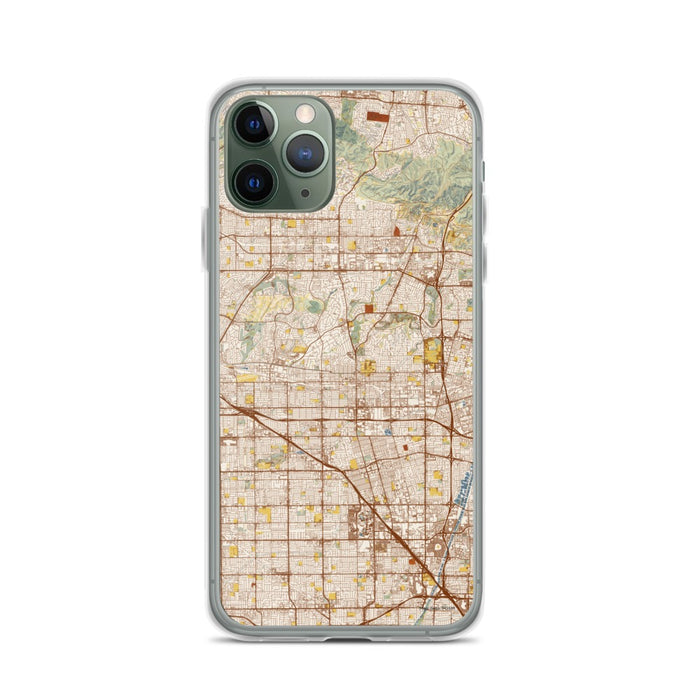 Custom iPhone 11 Pro Fullerton California Map Phone Case in Woodblock