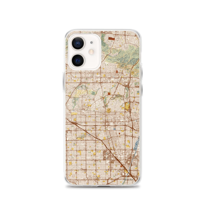 Custom iPhone 12 Fullerton California Map Phone Case in Woodblock