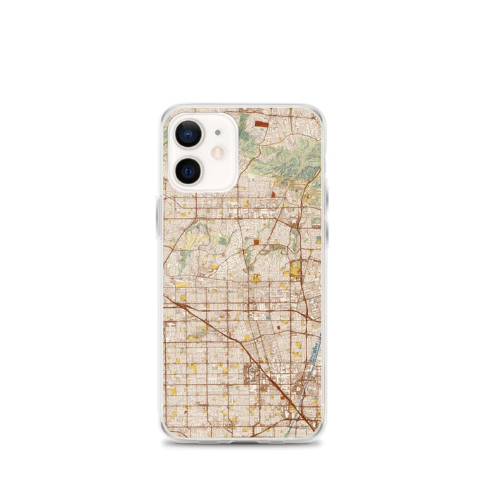 Custom iPhone 12 mini Fullerton California Map Phone Case in Woodblock