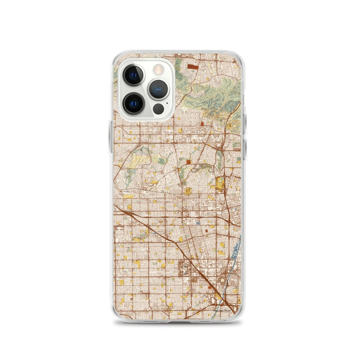 Custom iPhone 12 Pro Fullerton California Map Phone Case in Woodblock