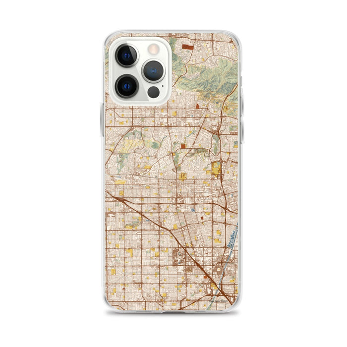 Custom iPhone 12 Pro Max Fullerton California Map Phone Case in Woodblock