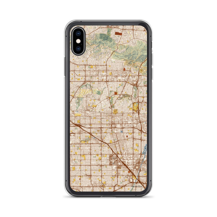 Custom iPhone XS Max Fullerton California Map Phone Case in Woodblock