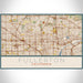 Fullerton California Map Print Landscape Orientation in Woodblock Style With Shaded Background