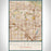 Fullerton California Map Print Portrait Orientation in Woodblock Style With Shaded Background