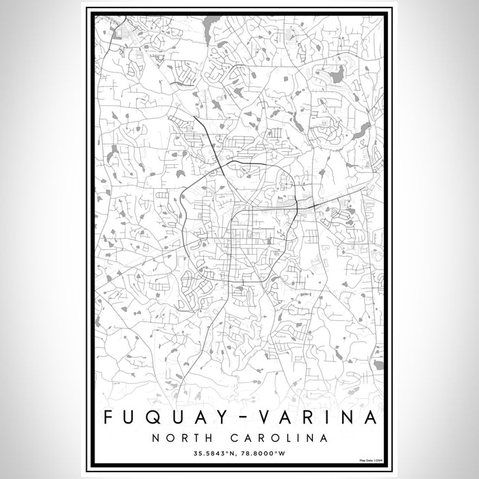 Fuquay-Varina North Carolina Map Print Portrait Orientation in Classic Style With Shaded Background