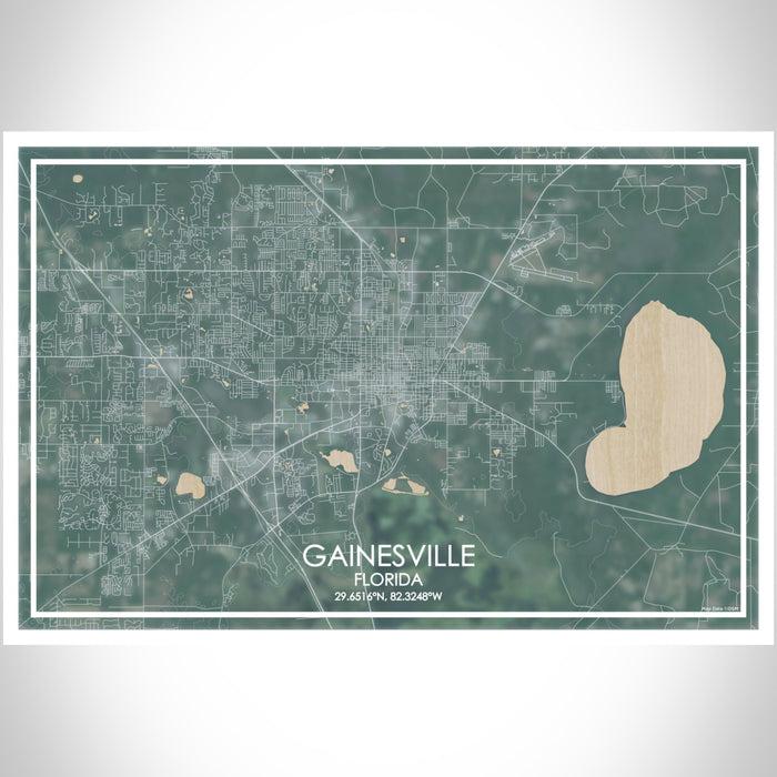 Gainesville Florida Map Print Landscape Orientation in Afternoon Style With Shaded Background