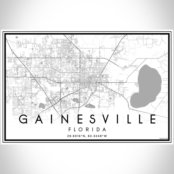 Gainesville Florida Map Print Landscape Orientation in Classic Style With Shaded Background