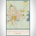 Gainesville Florida Map Print Portrait Orientation in Woodblock Style With Shaded Background