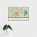 16x24 Gainesville Florida Map Print Landscape Orientation in Woodblock Style With Tropical Plant Leaves in Water