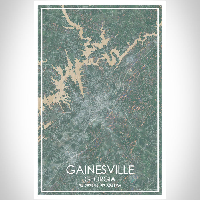 Gainesville Georgia Map Print Portrait Orientation in Afternoon Style With Shaded Background
