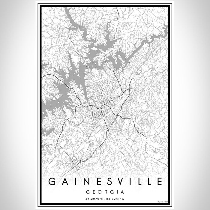 Gainesville Georgia Map Print Portrait Orientation in Classic Style With Shaded Background