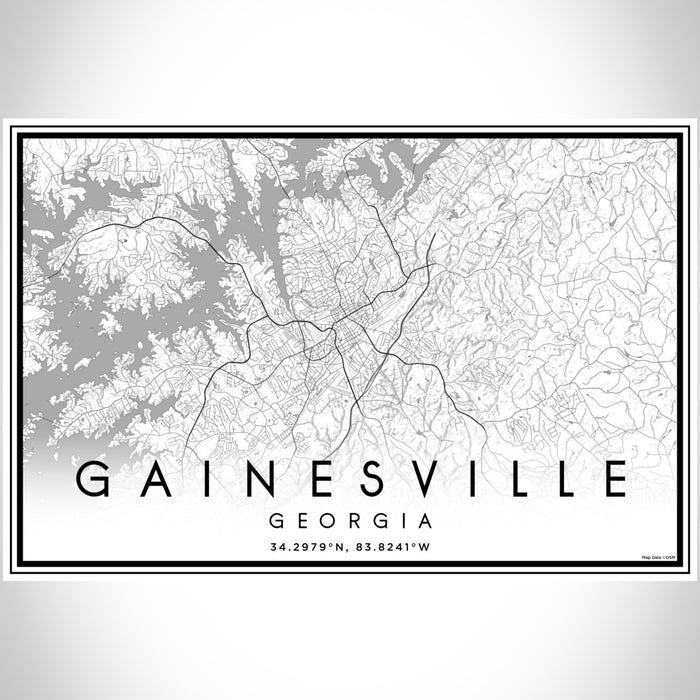 Gainesville Georgia Map Print Landscape Orientation in Classic Style With Shaded Background