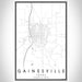 Gainesville Texas Map Print Portrait Orientation in Classic Style With Shaded Background