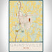 Gainesville Texas Map Print Portrait Orientation in Woodblock Style With Shaded Background