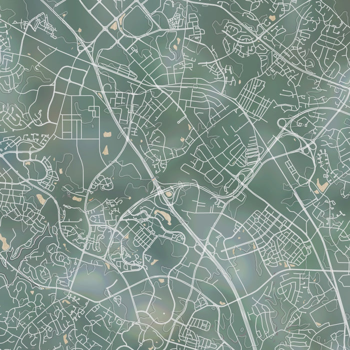 Gaithersburg Maryland Map Print in Afternoon Style Zoomed In Close Up Showing Details