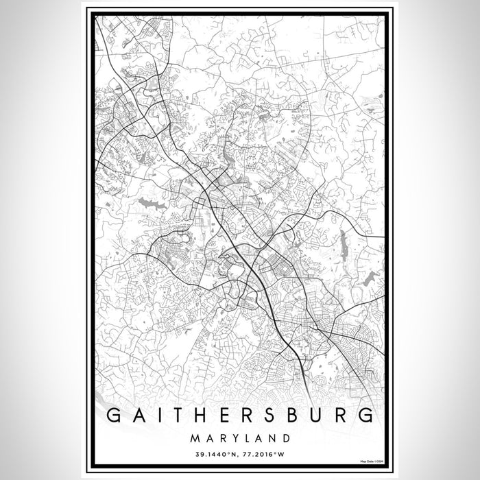 Gaithersburg Maryland Map Print Portrait Orientation in Classic Style With Shaded Background