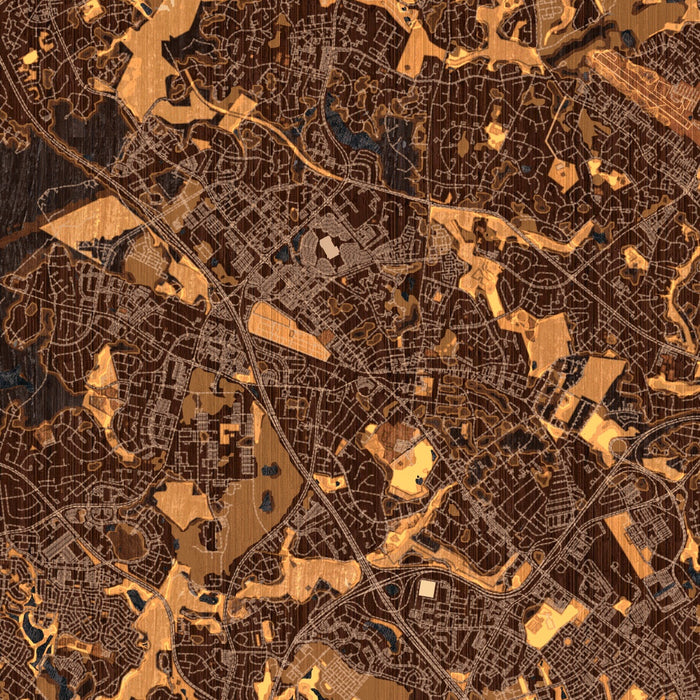 Gaithersburg Maryland Map Print in Ember Style Zoomed In Close Up Showing Details