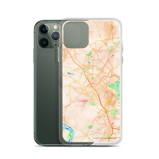 Custom Gaithersburg Maryland Map Phone Case in Watercolor on Table with Laptop and Plant