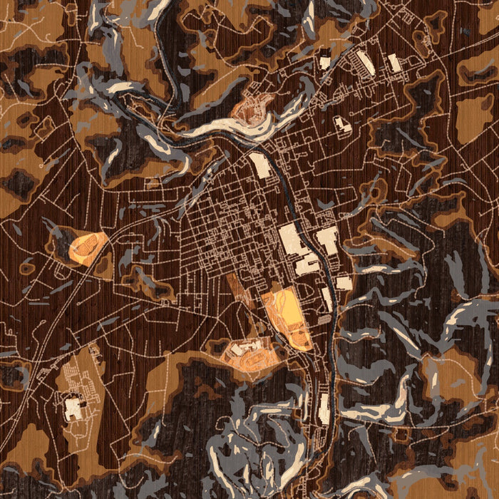 Galax Virginia Map Print in Ember Style Zoomed In Close Up Showing Details