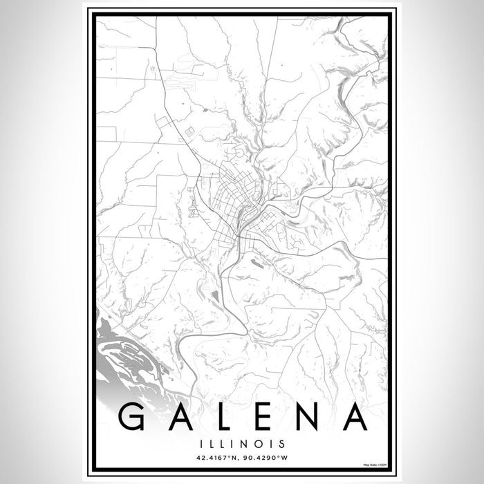 Galena Illinois Map Print Portrait Orientation in Classic Style With Shaded Background