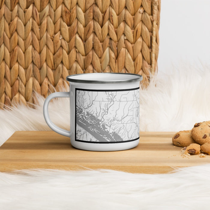 Left View Custom Galena Illinois Map Enamel Mug in Classic on Table Top